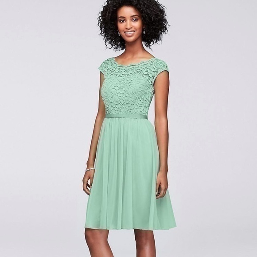 David’s Bridal Lace Dress in Mint